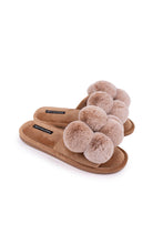 Load image into Gallery viewer, Dolly Pom Pom Slippers in Caramel PRE-ORDER