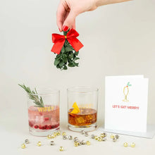 Load image into Gallery viewer, Let's Get Merry Letterpress Card with Cocktail Paper Clip