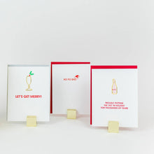 Load image into Gallery viewer, Let's Get Merry Letterpress Card with Cocktail Paper Clip