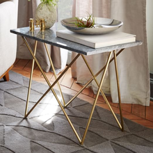 Load image into Gallery viewer, West Elm Marble and Brass Side Table