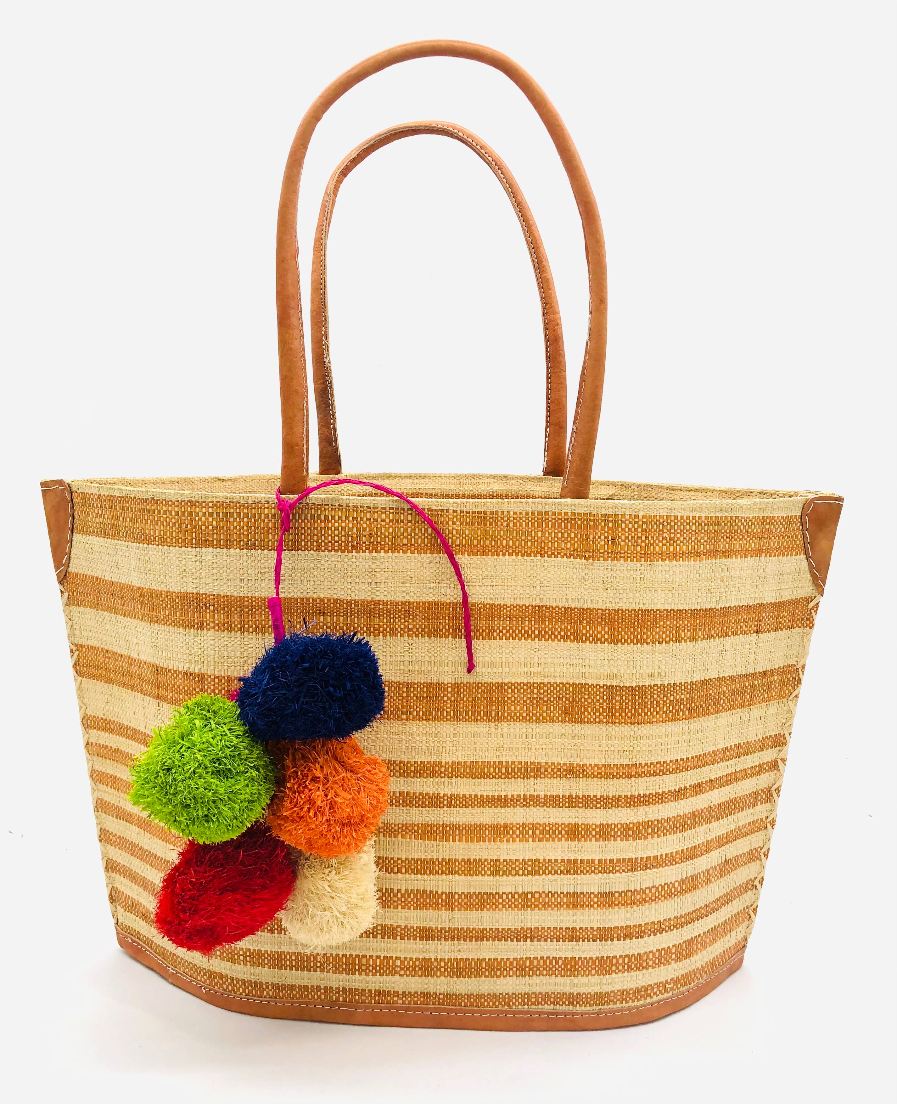 Laguna Straw Tote Bag with Pompom Cluster – LACQUER