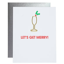 Load image into Gallery viewer, Let's Get Merry Letterpress Card with Cocktail Paper Clip