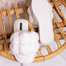Load image into Gallery viewer, Pretty You London - Dolly Pom Pom Slippers in White: White / S = UK 3-4 / EU 36-37 / US 5-6
