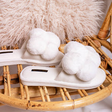 Load image into Gallery viewer, Pretty You London - Dolly Pom Pom Slippers in White: White / S = UK 3-4 / EU 36-37 / US 5-6
