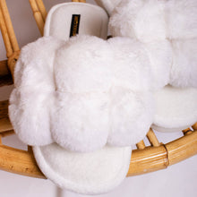 Load image into Gallery viewer, Pretty You London - Dolly Pom Pom Slippers in White: White / L = UK 7-8 / EU 40-41 / US 9-10
