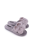 Load image into Gallery viewer, Pretty You London - Dolly Pom Pom Slippers in Grey: Grey / S = UK 3-4 / EU 36-37 / US 5-6
