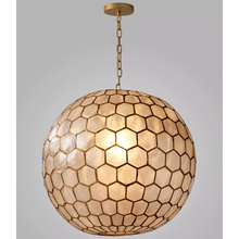 Load image into Gallery viewer, Serena &amp; Lily Capiz Honeycomb Round Pendant 22.5"
