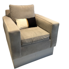 Load image into Gallery viewer, PB Comfort Square Arm Upholstered Knife-Edge Cushion Swivel Armchair
