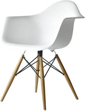 Load image into Gallery viewer, Modern Molded Plastic Armchair with Natural Wooden Legs
