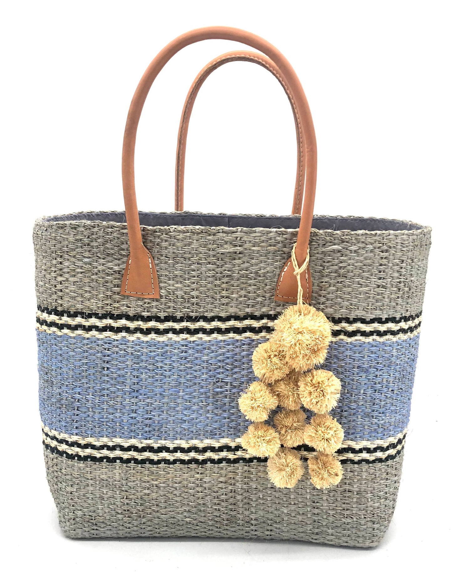 Cabrillo Sisal Basket with Waterfall Pompoms