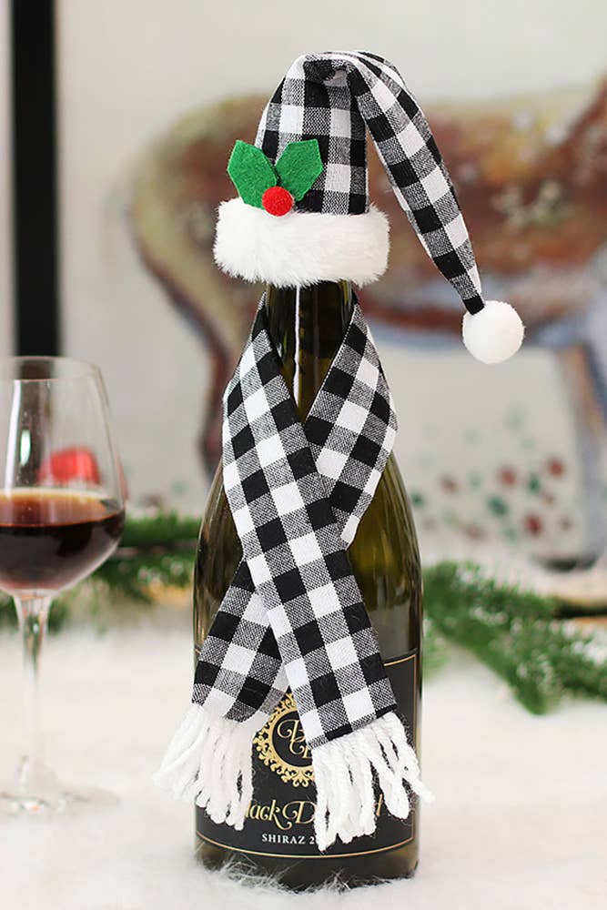 Plaid Christmas Wine Bottle Decoration Set MIG020: 02 / One Size